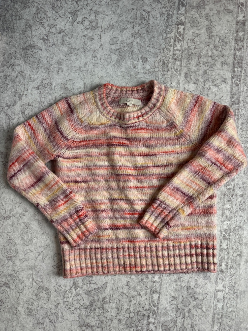 LOFT Pastel Multicolor Stripe Sweater